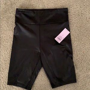 Liquid leather biker shorts